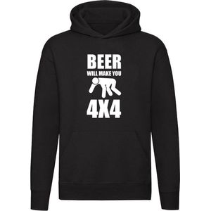 Beer will make you 4x4 | drank | alcohol | sterke drank | Bier | Festival | Feest | Unisex | Trui | Sweater | Hoodie | Capuchon | Zwart