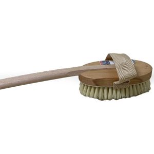 Luxe Rugwasborstel met Lange Steel – Natuurlijk Fiber & Varkenshaar – Houten Body Brush