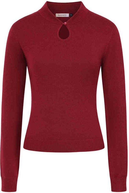 Banned - Mara Gebreide trui - S - Bordeaux rood