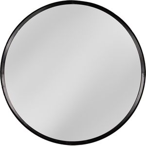 Spiegel Rond - Passpiegel - Zwarte Rand - Wandspiegel Zwart - Metaal - 80 cm
