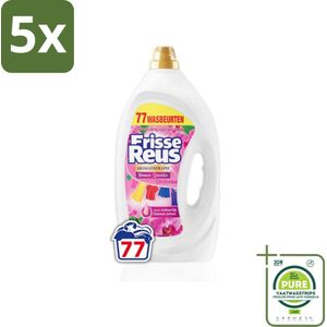 5 x Frisse Reus - Vloeibaar Wasmiddel - Orchidee - Gekleurde Was - 77 Wasbeurten - Grootverpakking - Wasmiddel - Wasgel - Orchidee Geur - Gekleurde Was - Vlekkenverwijderaar