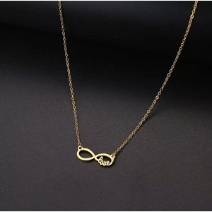 Wellness-House | Ketting Golden Infinity Love | Infinity Ketting | Infinity Sieraad | Kettinglengte 46 CM | Goudkleurige Ketting | Liefde | Love | Oneindig | Valentijnsdag | Cadeautje | Zen | Zen Sieraad