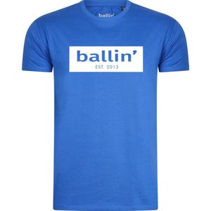 Heren Tee SS met Ballin Est. 2013 Cut Out Logo Shirt Print - Blauw - Maat XXL