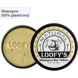 LOOFY'S - 0% Plastic - Shampoo Bar + Zeepbakje | Zeepblikje | Zeephouder - Yellow [Banana] - Voor Vet Haar - 100% Vegan - Loofys