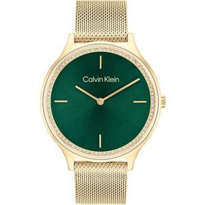 Calvin Klein CK25100005 CK TIMELESS Dames Horloge - Mineraalglas - Staal - Goudkleurig - 38 mm breed - Quartz - Druksluiting - 3 ATM (spatwater)