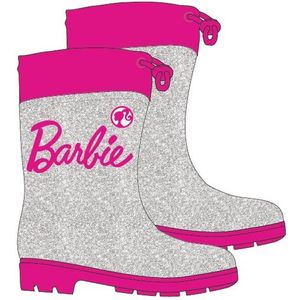 Regenlaarzen kind Barbie roze/wit/zilver maat 33/34