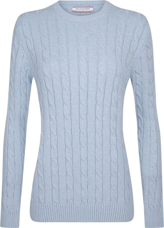 Felix Hardy - Kabelgebreide Trui - Blauw - 100% Katoen - Dames