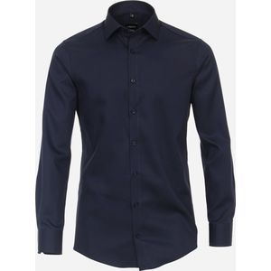 VENTI modern fit overhemd - twill - blauw - Maat: 42 - Strijkvriendelijk - Boordmaat: 42