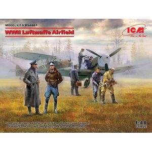 1:48 ICM DS4801 WWII Luftwaffe Airfield - 2 Planes - 7 Figures Set Plastic Modelbouwpakket