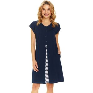 Doctor Nap Katoenen Nachthemd Borstvoeding Zwangerschap Nachtkleding Navy Blue TCB.9703 38 / M