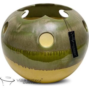 Vaas - Villa Pottery - Modern - Decoratie - Keramiek - Woondecoratie - Topflower 1_2 Dark Green Reactive Yellow