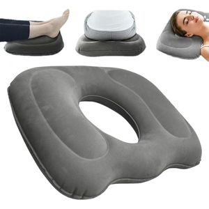 Opblaasbaar donutkussen van 45x40 cm - met gaten van 13x15 cm - Pijnverlichtend zitkussen - voor thuis en op kantoor