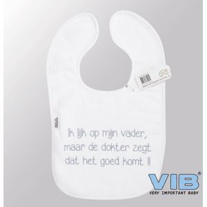 VIB® - Slabbetje Luxe velours - Ik lijk op mijn vader maar ... (Wit) - Babykleertjes - Baby cadeau