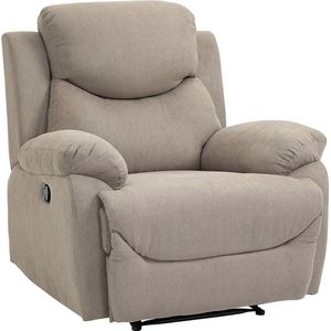 Mara Luxe Relaxstoel - Ligfunctie - Kantelbaar 150 ° - TV Fauteuil - Beige/Bruin - Linnen - ‎97 x 96 x 105,5 cm