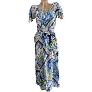 Dames Jurk - Katoen - Blauw - Maat M/L (565#)