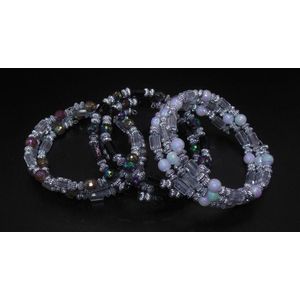 Multi armbanden transparant met gekleurde kraaltjes set van 3 stuks #2