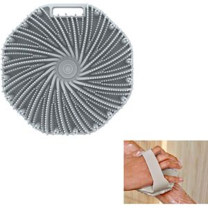 Siliconen badborstel - Massagebadborstel - Draagbare badborstel - Milieuvriendelijke badscrubborstel - Antislip handvatontwerp - Geschikt voor lichaamsreiniging, massage-exfoliatie, voetverzorging en dagelijks baden voor de gevoelige huid - Grijs