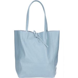 Licht Blauwe Leren Shopper Simple - Leder - Shoppers - Handtassen - Licht Blauw - Italiaans Leer - Leren Tas