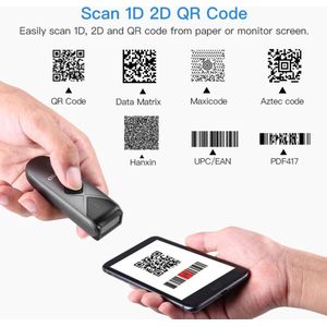 BrandWay Draadloze Mini Barcode Scanner - Bluetooth 2.4G USB
