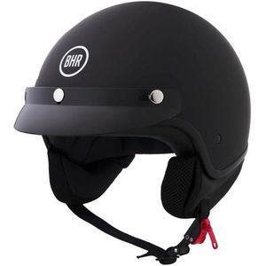 BHR 839 - Retro Jethelm - Mat Zwart - Maat S - Geschikt voor Brommer, Scooter en Motor - ECE 22.06 Keuring - Scooterhelm