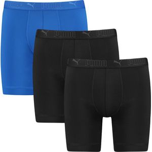 PUMA 3P microfiber long boxers sport zwart & blauw - S