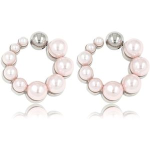My Bendel - Oorsteker zilverkleurig met roze parels 13 mm - Zilverkleurige Oorstekers met Roze Parels 13mm - Met luxe cadeauverpakking