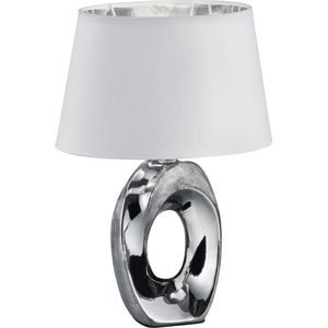 LED Tafellamp - Tafelverlichting - Torna Tibos - E14 Fitting - Rond - Mat Zilver - Keramiek
