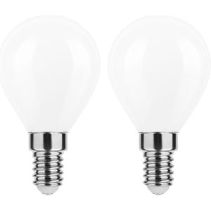 Modee - E14 LED Lamp - Warm Wit - 4W - 470lm - LED Filament Melkglas Globe Mini P45 - Vervangt 40W Halogeen Gloeilamp - 2 stuks