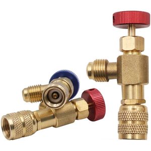 Rosfix-ventiel voor het vullen van koelsystemen voor koelmiddel R32 onder R410, zijkant R410 blauw