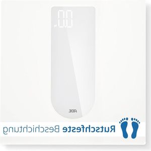 Badkamerweegschaal met LED-display en antislip veiligheidsglas - nauwkeurig weegresultaat - elegant mat wit - tot 180 kg