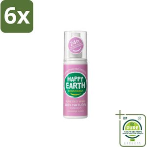Happy Earth – Deodorant Spray – 100% Natuurlijk Lavender Ylang – 100 ml - Voordeelverpakking - 6 stuks - Deodorant spray - Natuurlijke deodorant
