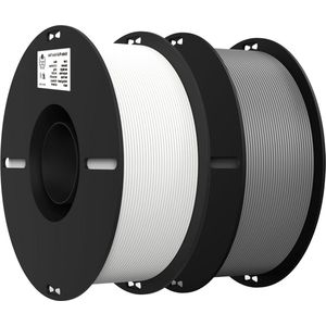 Ender 3D-printfilament 175 mm Voor 3D-printers - 2 x 1 kg spoel - Maatnauwkeurigheid +/- 003 mm - Wit en grijs - Geschikt voor de meeste FDM 3D-printers