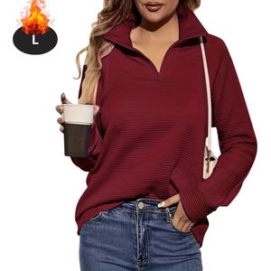 Livano Quarter Zip Dames - Sweater - Sweaters - Hoodie - Warme Trui - Vest - Lang - Coltrui - Bordeauxrood - S