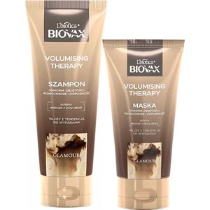 L'Biotica Biovax Glamour Volumising Therapy Shampoo en Haarmasker - 350ml - Volume Shampoo - Haarmasker Beschadigd Haar - Haarverzorging