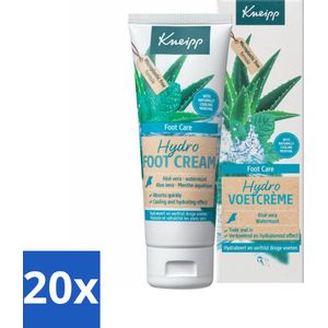 20 x Kneipp - Voetcrème - Hydro Care - Menthol, Aloe Vera & Watermunt - 75 ml - Watermunt Creme - Droge Voeten - Vermoeide Voeten - Verkoelende Creme - Voetverzorging