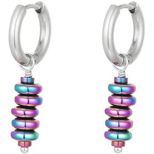 Oorbellen holografische hanger, Yehwang, Zilver, Stainless Steel