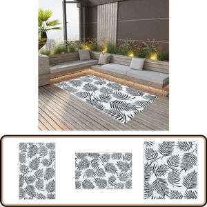 vidaXL Buitenkleed - 120x180 cm - Wit en Zwart Tuin Tapijten - Buitentapijten - Patio Dekens - Veranda Tapijt - Outdoor Vloerbekleding