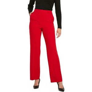 Vloeiende broek met wijde pijpen in effen stretchbreisel