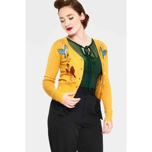 Voodoo Vixen - Ginny Mustard Woodland Cardigan - S - Geel