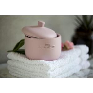 Cosmetische pot, katoenen pot, inhoud: 0,413 l, polyresin, 11 x 11 x 11 cm, roze