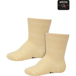 Bonnie Doon Basic Sokken Baby Licht Geel 4/8 maand - 2 paar - Unisex - Organisch Katoen - Jongens en Meisjes - Stay On Socks - Basis Katoenen Sok - Zakt niet af - Gladde Naden - GOTS gecertificeerd - 2-pack - Multipack - Sheepskin - OL9344012.346