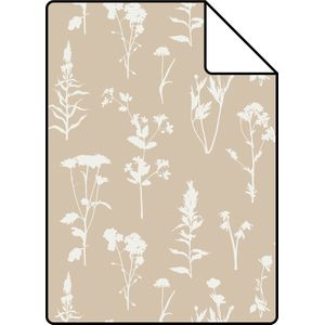 Proefstaal ESTAhome behang veldbloemen zand beige - 26,5 x 21 cm - 139484-S