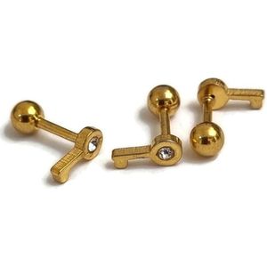 Helixpiercing Sleutel Zirkonia Goudkleur