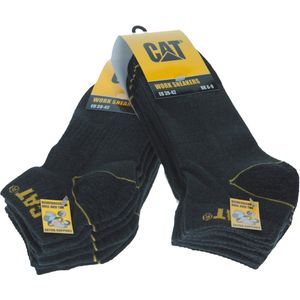 Caterpillar 6 Paar Werksokken Heren, Enkelhoogte - Versterkt op Hiel en Teen - Katoen Grijs, 47-50