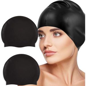 Allecto plus - Siliconen badmuts set van 2 stuks, heren en dames badmuts, elastisch en duurzaam, zachte pet - Ideaal voor zwemmen