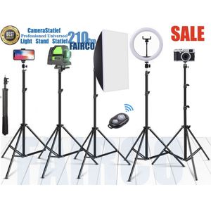 FAIRCO Camerastatief - 60-210cm - Inclusief Bluetooth Afstandsbediening