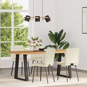 vidaXL Fluwelen Eetkamerstoelen - Set van 4 - Crème Eettafelstoel - Eetkamerstoel - Velours Stoel - Creme Fauteuil - Salontafelstoel