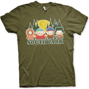 South Park Distressed T-Shirt Olive-S
