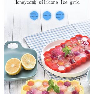 Waledano® Siliconen Ijsblokjesvorm Met Deksel – Honingraatvormige ijsblokjesvormen - 37 Ijsblokjes - Ijsvormpjes - Rood