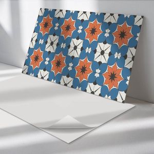 Wallfluent Vinyl Wandpaneel - Bloemenpatroon op de achtergrond Zelfklevend Wandpaneel - 100 cm x 50 cm - Blauw PVC wandpaneel - Set van 1 - Rechthoekig Wandbekleding Vinyl - Patroon Wandpaneel - PVC Muurpaneel - Wandpaneel Keuken en Badkamer